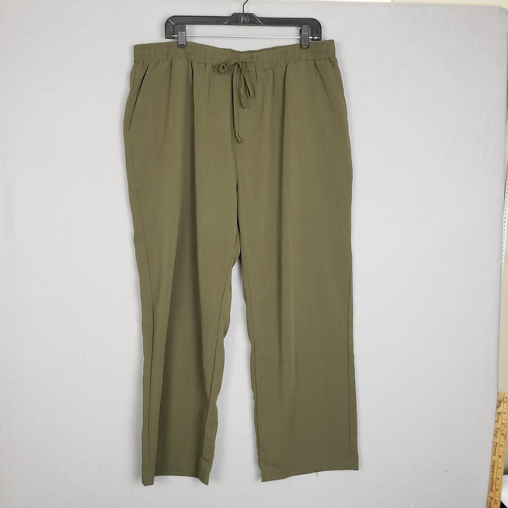 Coofandy Size XXL Pull On Office Casual Pants Army Green Relaxed Fit Summer Work